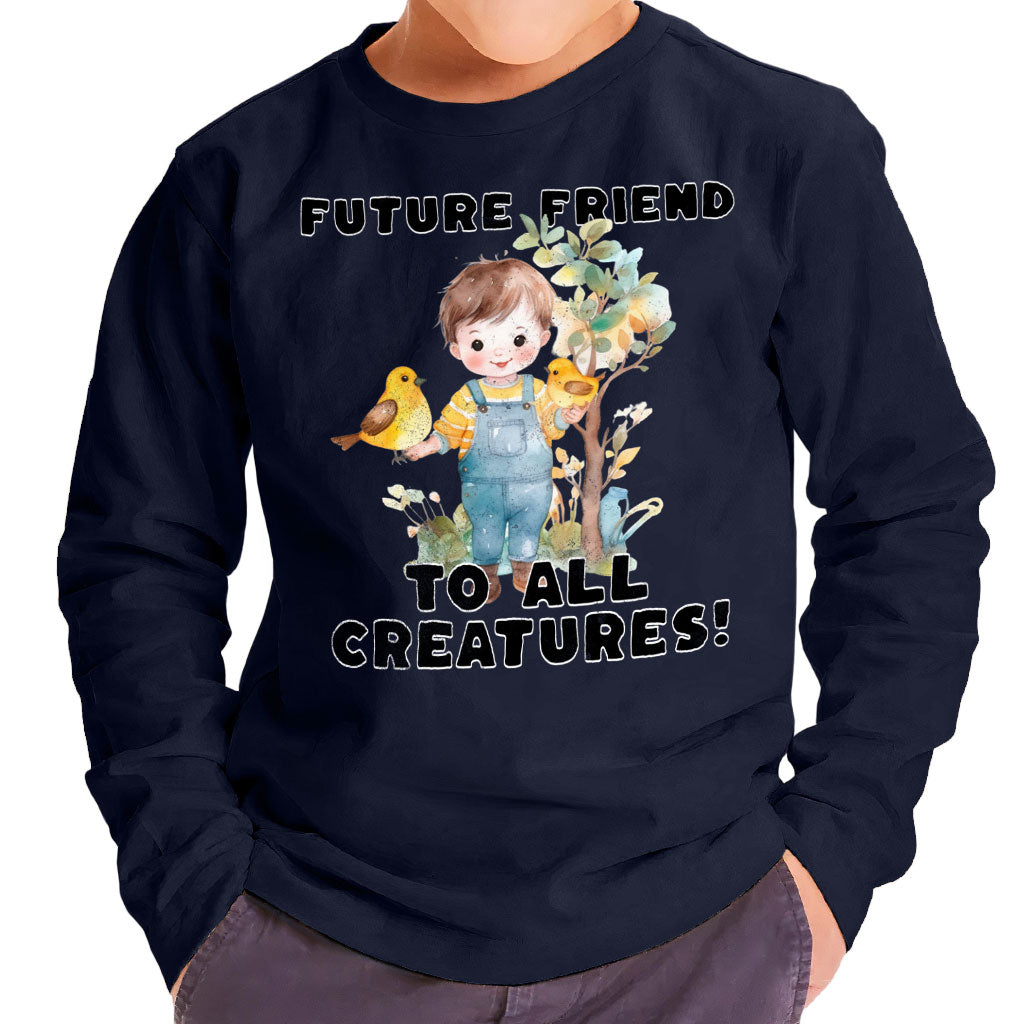 Future Friend for All Creatures Toddler Long Sleeve T-Shirt - Cute Kids' T-Shirt - Colorful Long Sleeve Tee