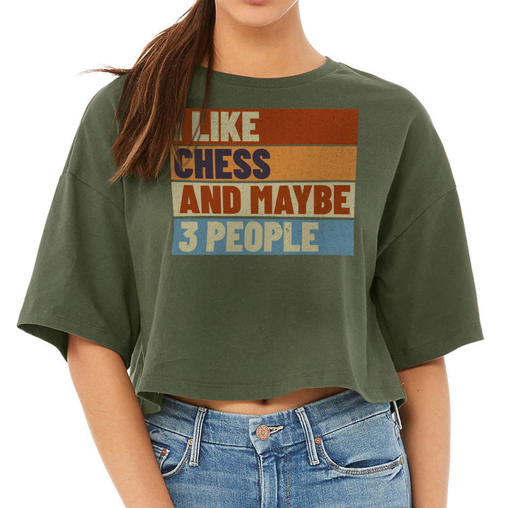 I Like Chess Women's Crop Tee Shirt - Colorful Cropped T-Shirt - Art Crop Top