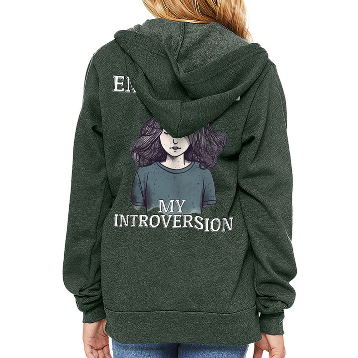 Embracing My Introversion Kids' Full-Zip Hoodie - Cute Print Hooded Sweatshirt - Printed Kids' Hoodie