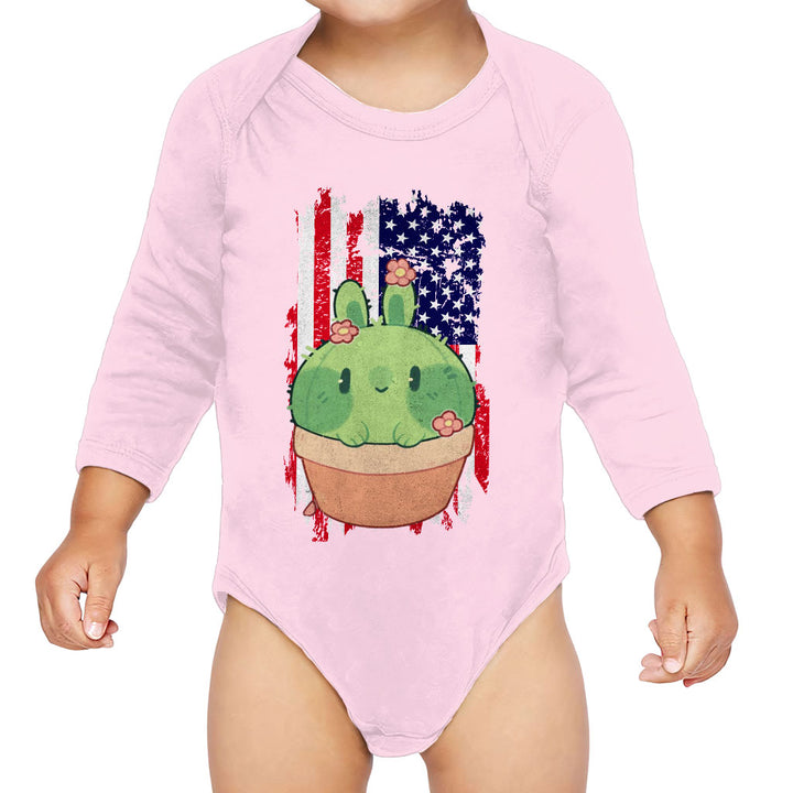 Little Cactus Baby Long Sleeve Onesie - Flag Baby Long Sleeve Bodysuit - Themed Baby One-Piece
