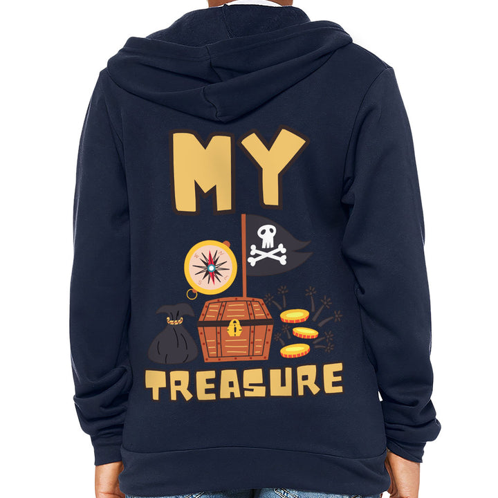 My Treasure Kids' Full-Zip Hoodie - Pirate Design Hooded Sweatshirt - Colorful Kids' Hoodie