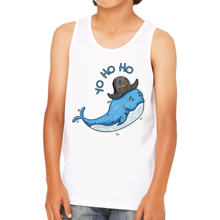 Whale Print Kids' Jersey Tank - Yo Ho Ho Sleeveless T-Shirt - Graphic Kids' Tank Top
