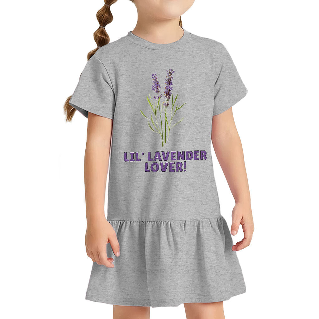 Lil' Lavender Lover Toddler Rib Dress - Flower Themed Girls' Dress - Graphic Toddler Dress