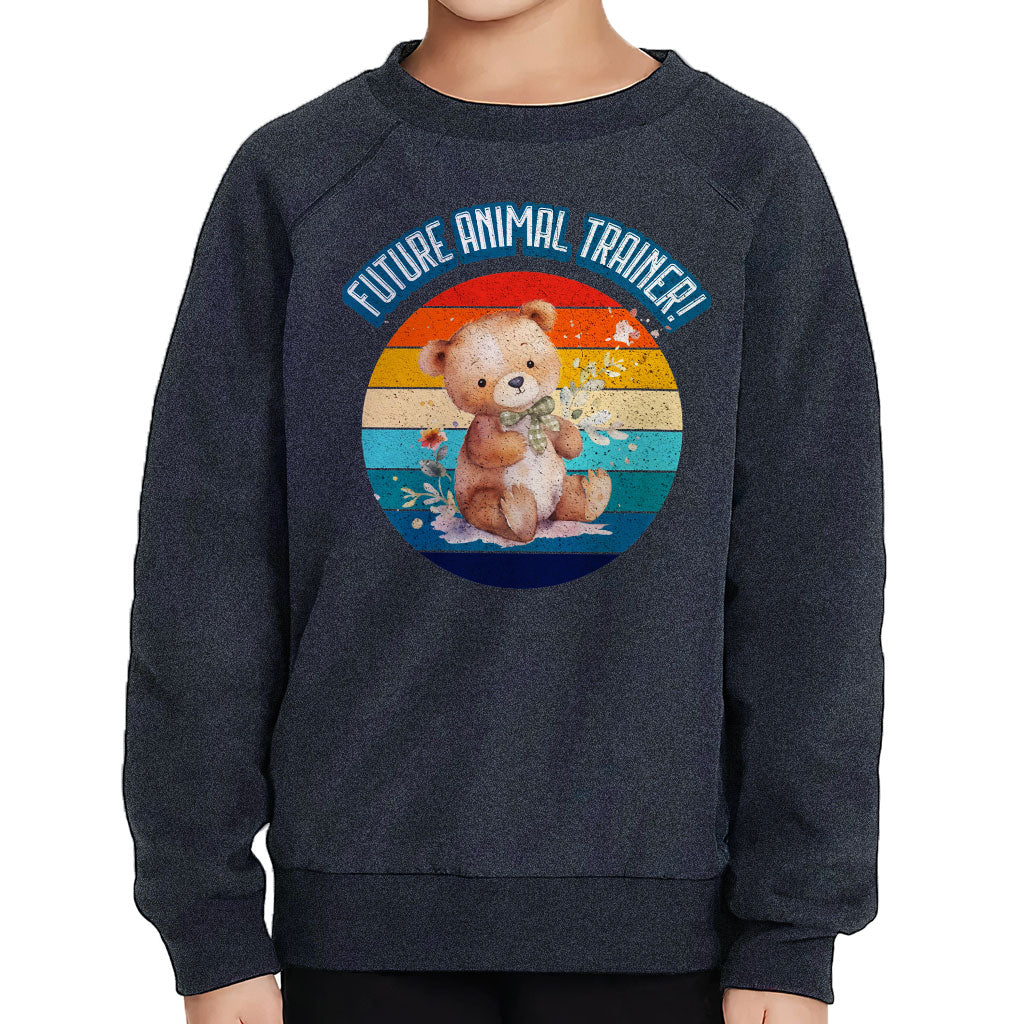 Future Animal Trainer Toddler Raglan Sweatshirt - Teddy Bear Sponge Fleece Sweatshirt - Printed Kids' Sweatshirt