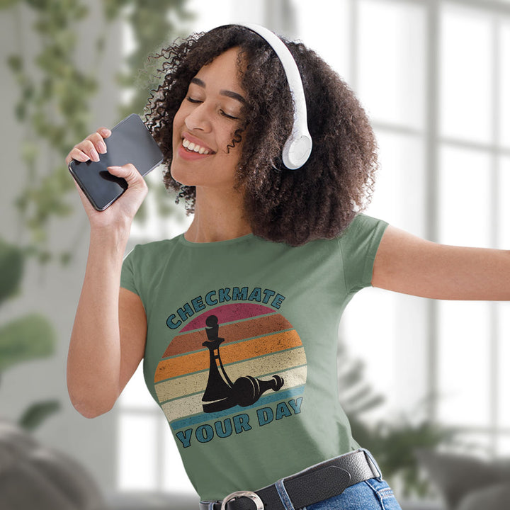 Checkmate Your Day Women's T-Shirt - Colorful T-Shirt - Printed Relaxed Tee