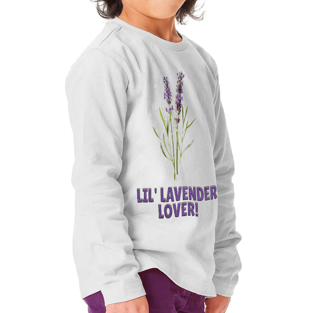Lil' Lavender Lover Toddler Long Sleeve T-Shirt - Flower Themed Kids' T-Shirt - Graphic Long Sleeve Tee