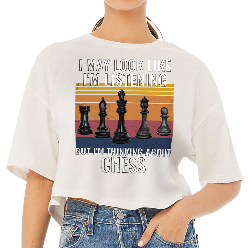 Chess Women's Crop Tee Shirt - Bright Cropped T-Shirt - Colorful Crop Top