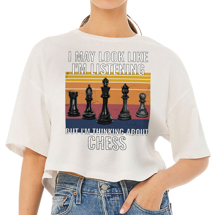 Chess Women's Crop Tee Shirt - Bright Cropped T-Shirt - Colorful Crop Top