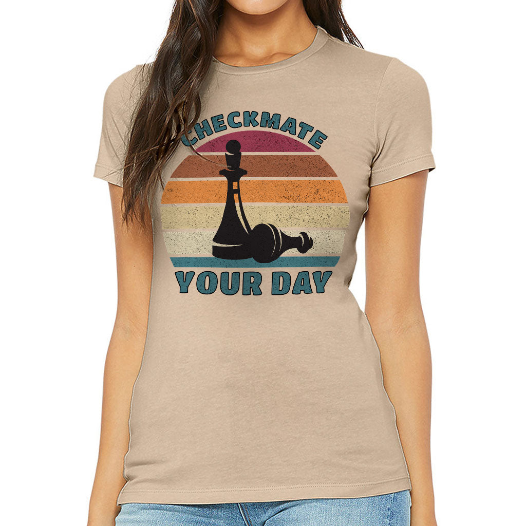 Checkmate Your Day Slim Fit T-Shirt - Colorful Women's T-Shirt - Printed Slim Fit Tee