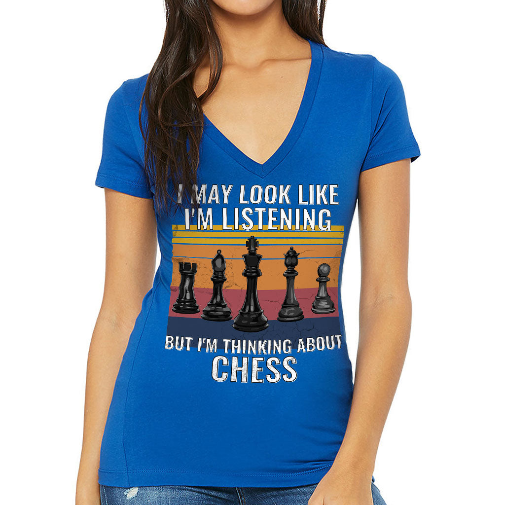 Chess Women's V-Neck T-Shirt - Bright V-Neck Tee - Colorful T-Shirt