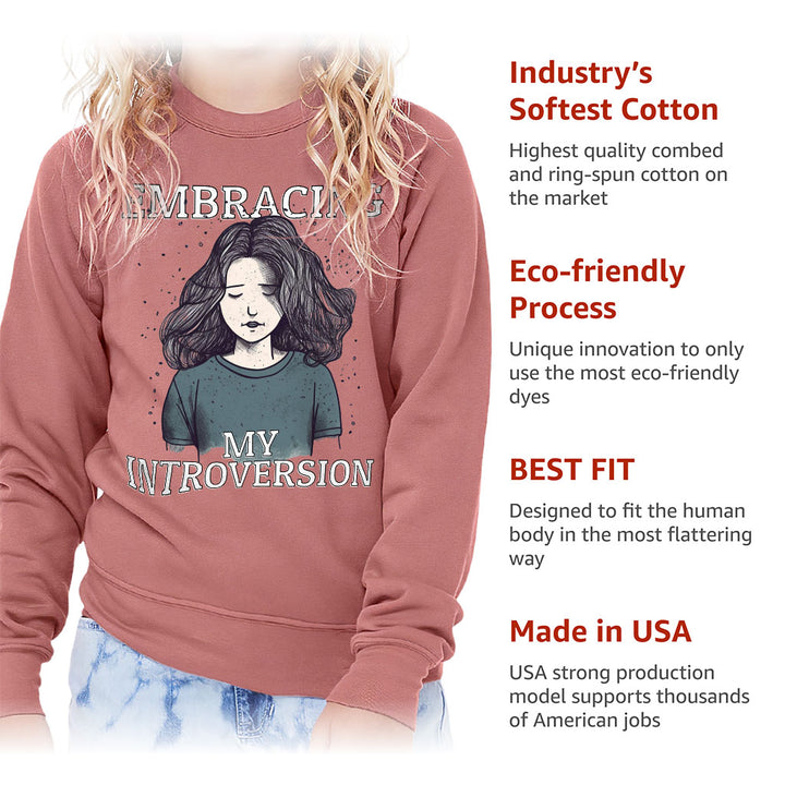 Embracing My Introversion Kids' Raglan Sweatshirt - Cute Print Sponge Fleece Sweatshirt - Printed Sweatshirt