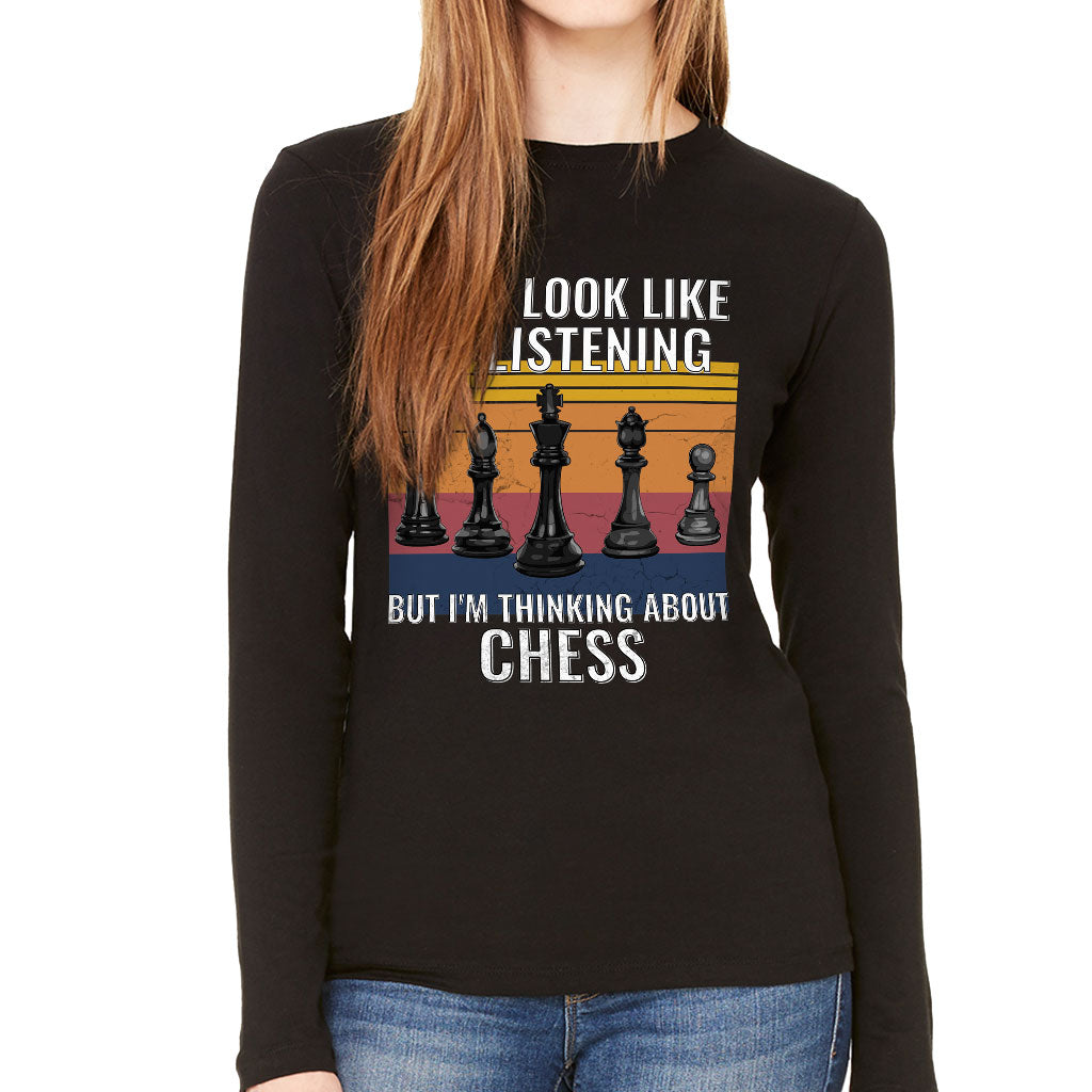 Chess Women's Long Sleeve T-Shirt - Bright Long Sleeve Tee - Colorful T-Shirt