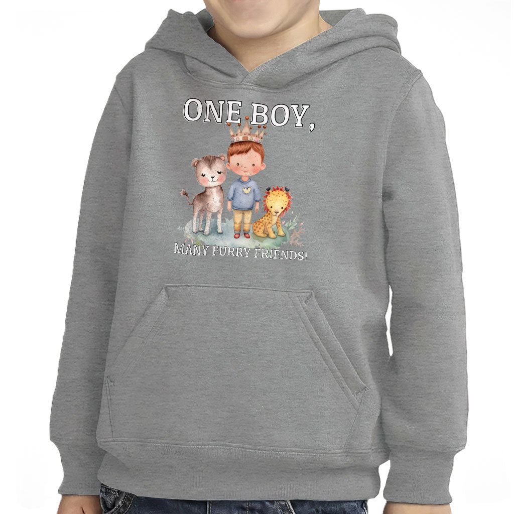 Many Furry Friends Toddler Pullover Hoodie - Animal Lover Sponge Fleece Hoodie - Graphic Hoodie for Kids