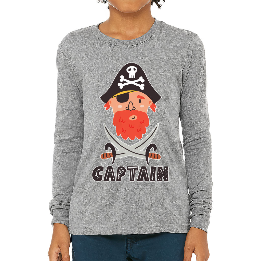 Captain Kids' Long Sleeve T-Shirt - Pirate Themed T-Shirt - Cool Long Sleeve Tee