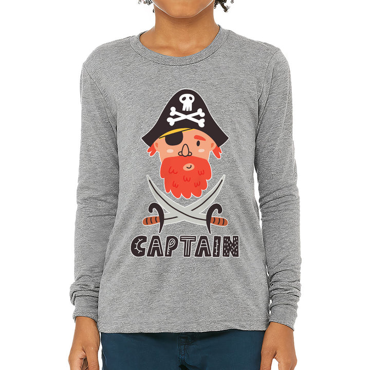 Captain Kids' Long Sleeve T-Shirt - Pirate Themed T-Shirt - Cool Long Sleeve Tee