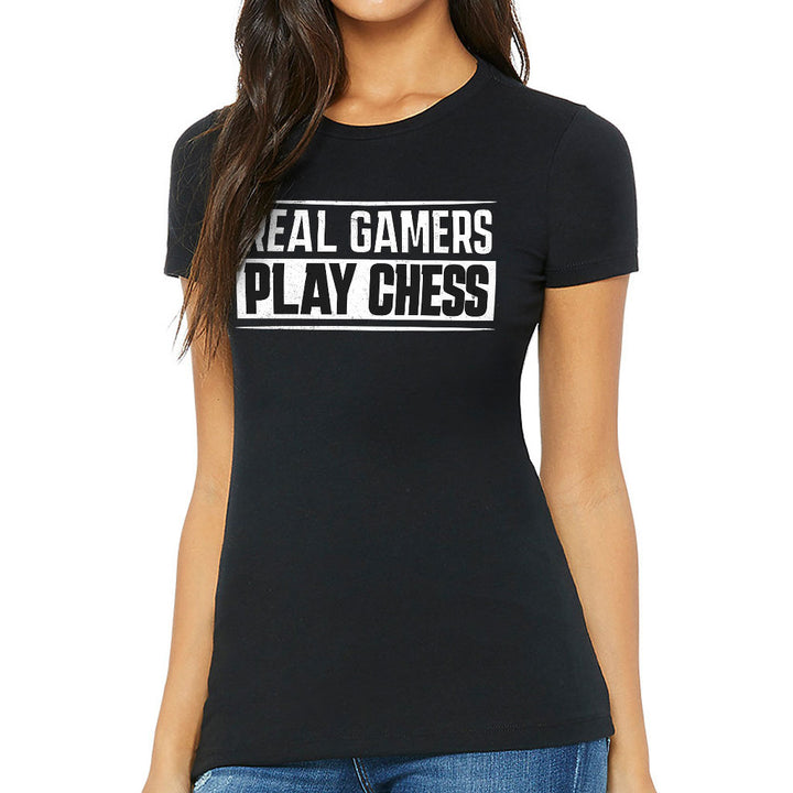 Real Gamers Slim Fit T-Shirt - Word Graphic Women's T-Shirt - Graphic Slim Fit Tee