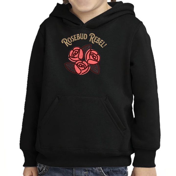 Rosebud Rebel Toddler Pullover Hoodie - Cute Sponge Fleece Hoodie - Flower Themed Hoodie for Kids