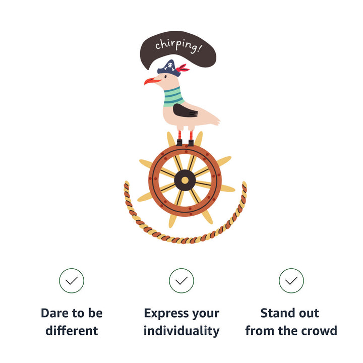 Sea Ship Themed Kids' Denim Jacket - Bird Jean Jacket - Printed Denim Jacket for Kids