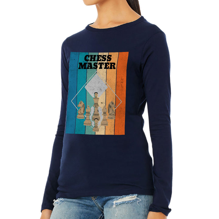 Chess Master Women's Long Sleeve T-Shirt - Board Game Long Sleeve Tee - Art T-Shirt