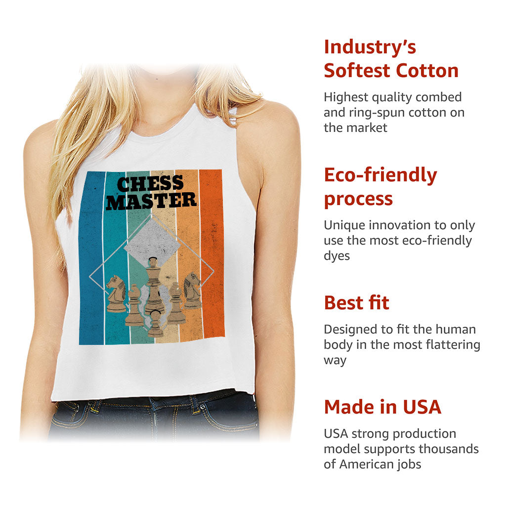 Chess Master Racerback Cropped Tank - Board Game Women's Tank - Art Tank Top