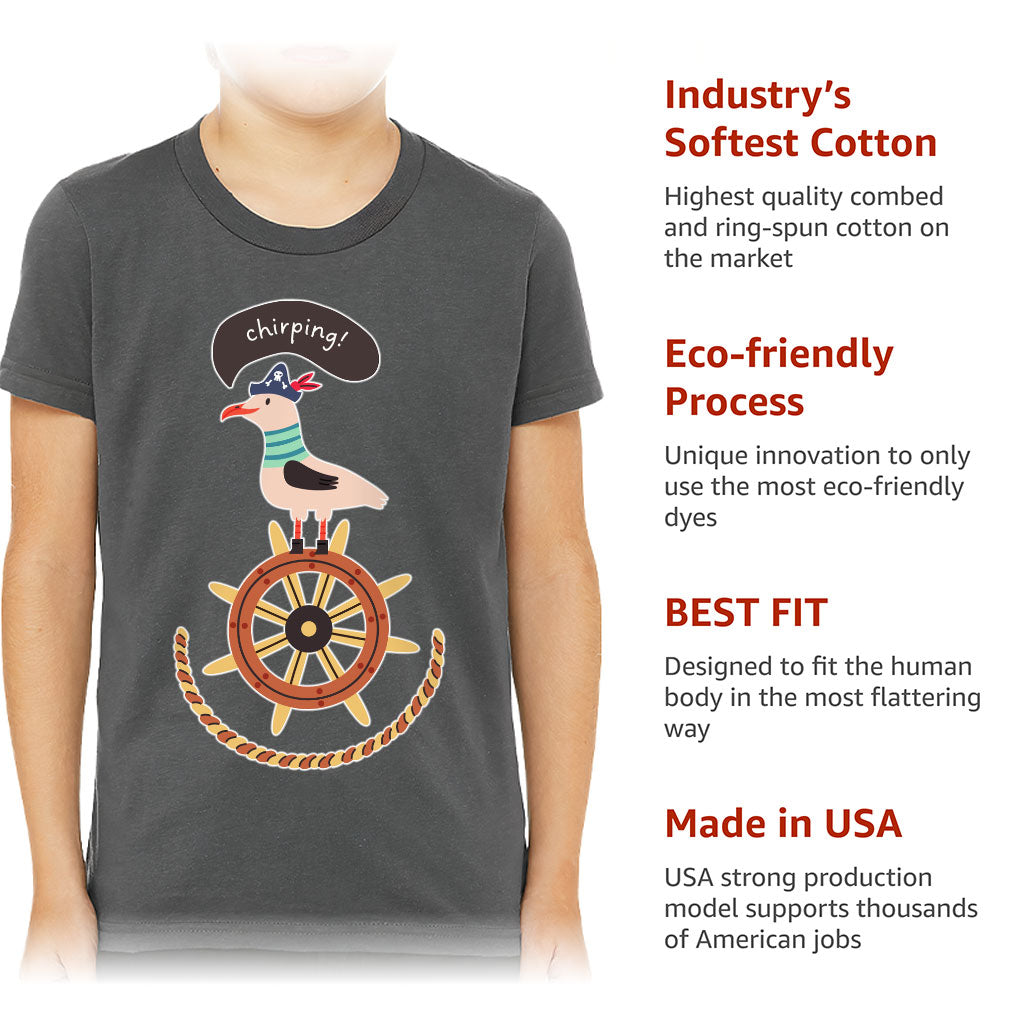 Sea Ship Themed Kids' T-Shirt - Bird T-Shirt - Printed Tee Shirt for Kids