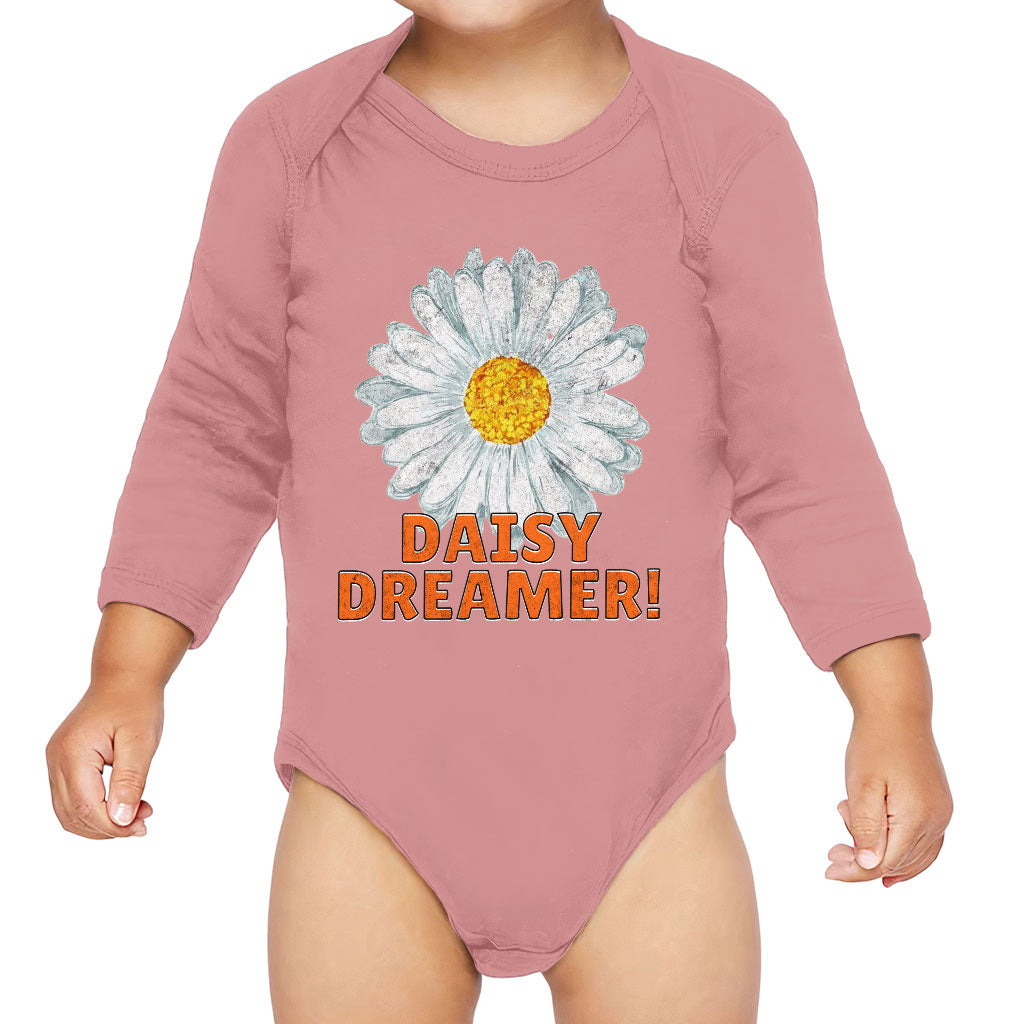 Daisy Dreamer Baby Long Sleeve Onesie - Minimalistic Baby Long Sleeve Bodysuit - Printed Baby One-Piece