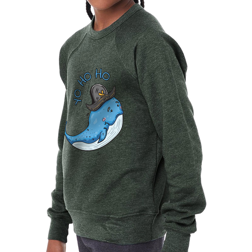 Whale Print Kids' Raglan Sweatshirt - Yo Ho Ho Sponge Fleece Sweatshirt - Graphic Sweatshirt
