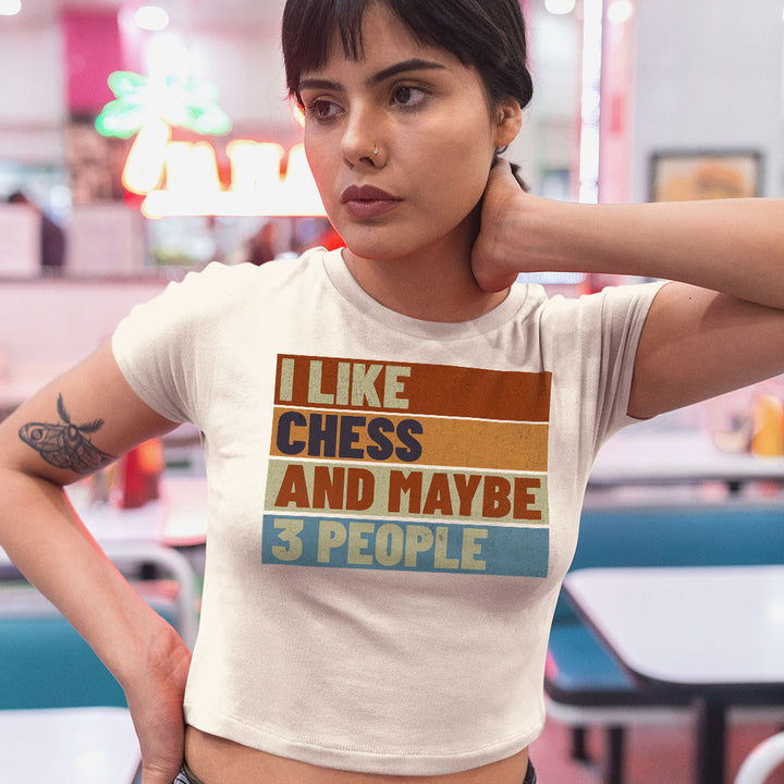 I Like Chess Women's Crop Tee Shirt - Colorful Cropped T-Shirt - Art Crop Top