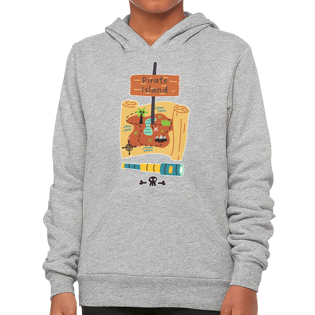 Pirate Island Kids' Sponge Fleece Hoodie - Map Print Kids' Hoodie - Cool Hoodie for Kids