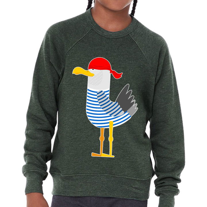 Bird Pirate Kids' Raglan Sweatshirt - Cool Sponge Fleece Sweatshirt - Printed Sweatshirt