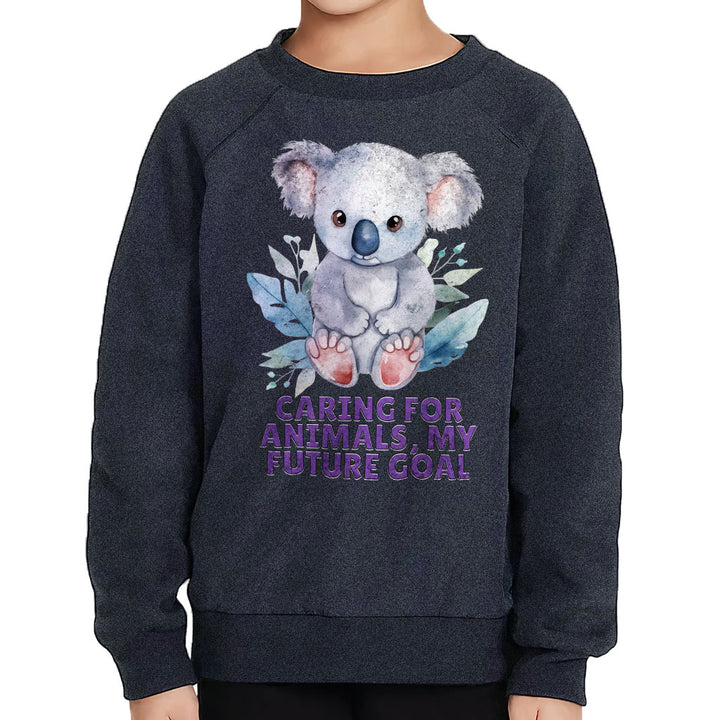 Caring for Animals Toddler Raglan Sweatshirt - Coala Sponge Fleece Sweatshirt - Cute Kids' Sweatshirt