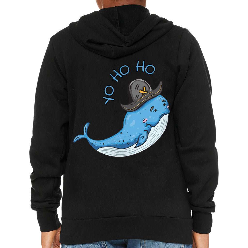 Whale Print Kids' Full-Zip Hoodie - Yo Ho Ho Hooded Sweatshirt - Graphic Kids' Hoodie