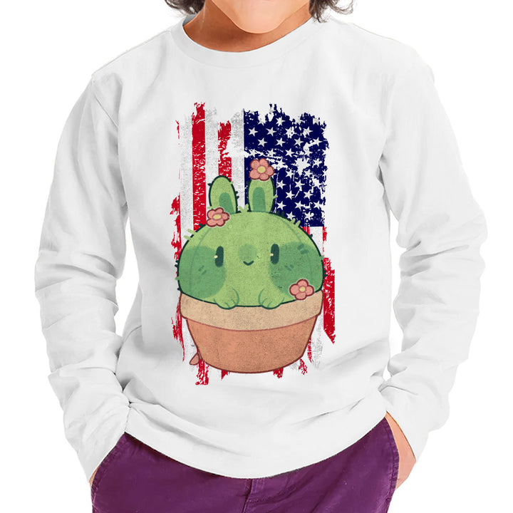Little Cactus Toddler Long Sleeve T-Shirt - Flag Kids' T-Shirt - Themed Long Sleeve Tee