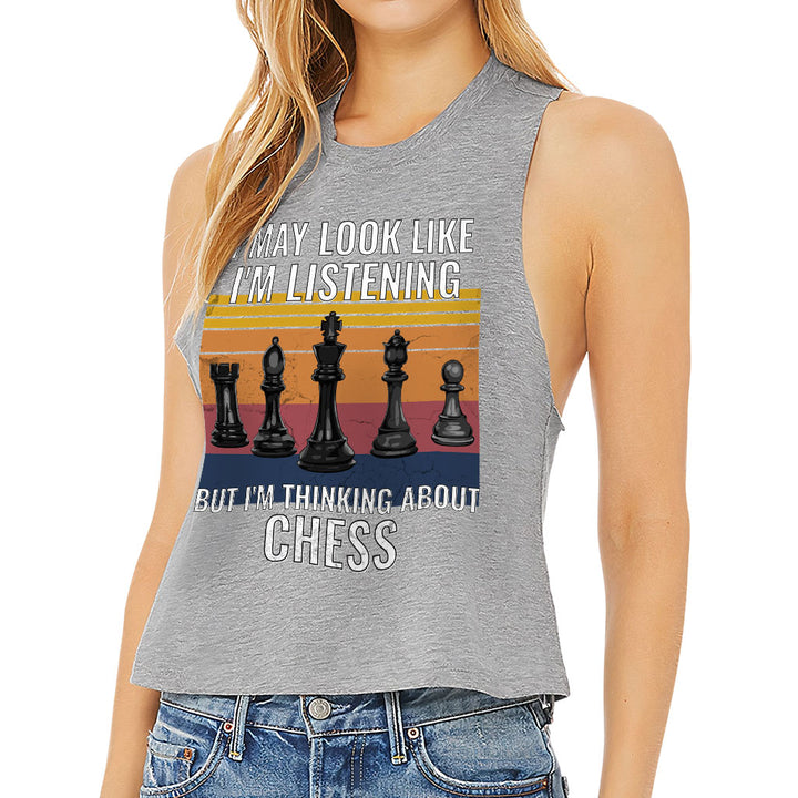 Chess Racerback Cropped Tank - Bright Women's Tank - Colorful Tank Top