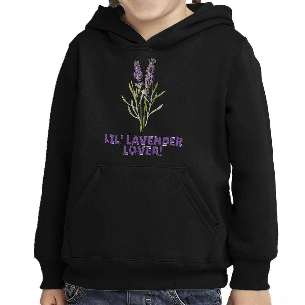 Lil' Lavender Lover Toddler Pullover Hoodie - Flower Themed Sponge Fleece Hoodie - Graphic Hoodie for Kids