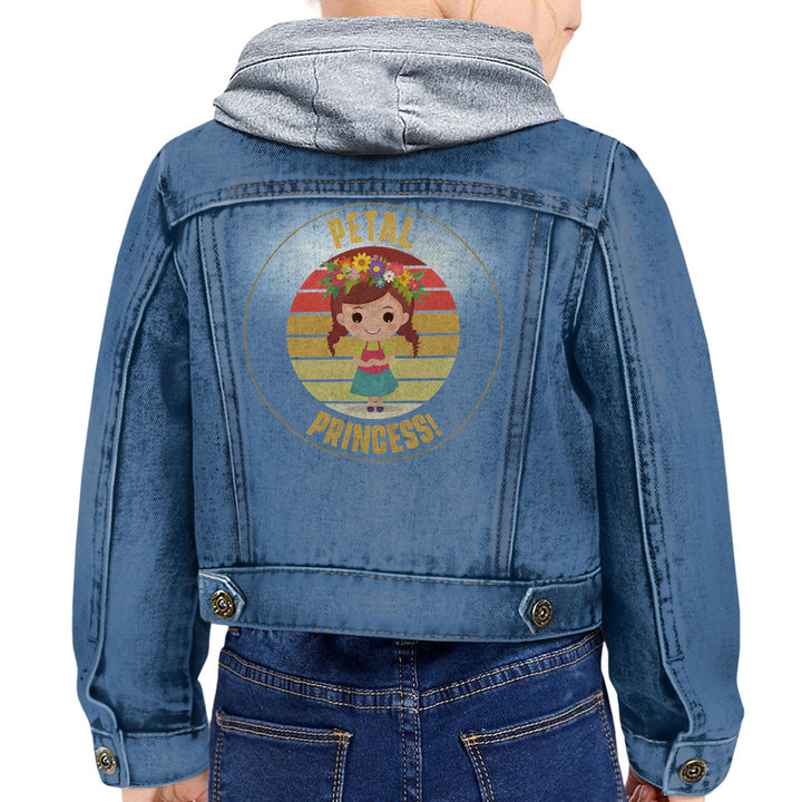 Petal Princess Toddler Hooded Denim Jacket - Cute Jean Jacket - Graphic Denim Jacket for Kids