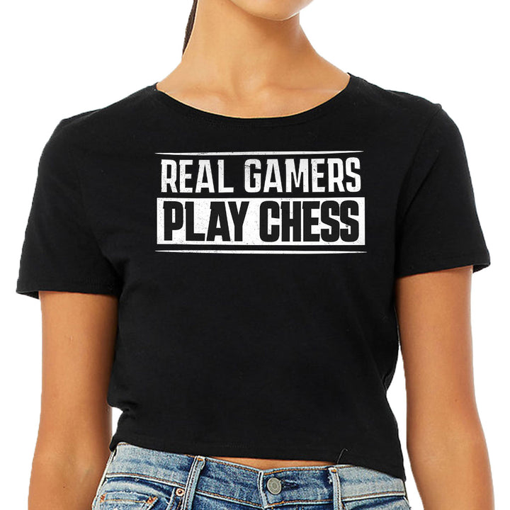 Real Gamers Women's Cropped T-Shirt - Word Graphic Crop Top - Graphic Cropped Tee