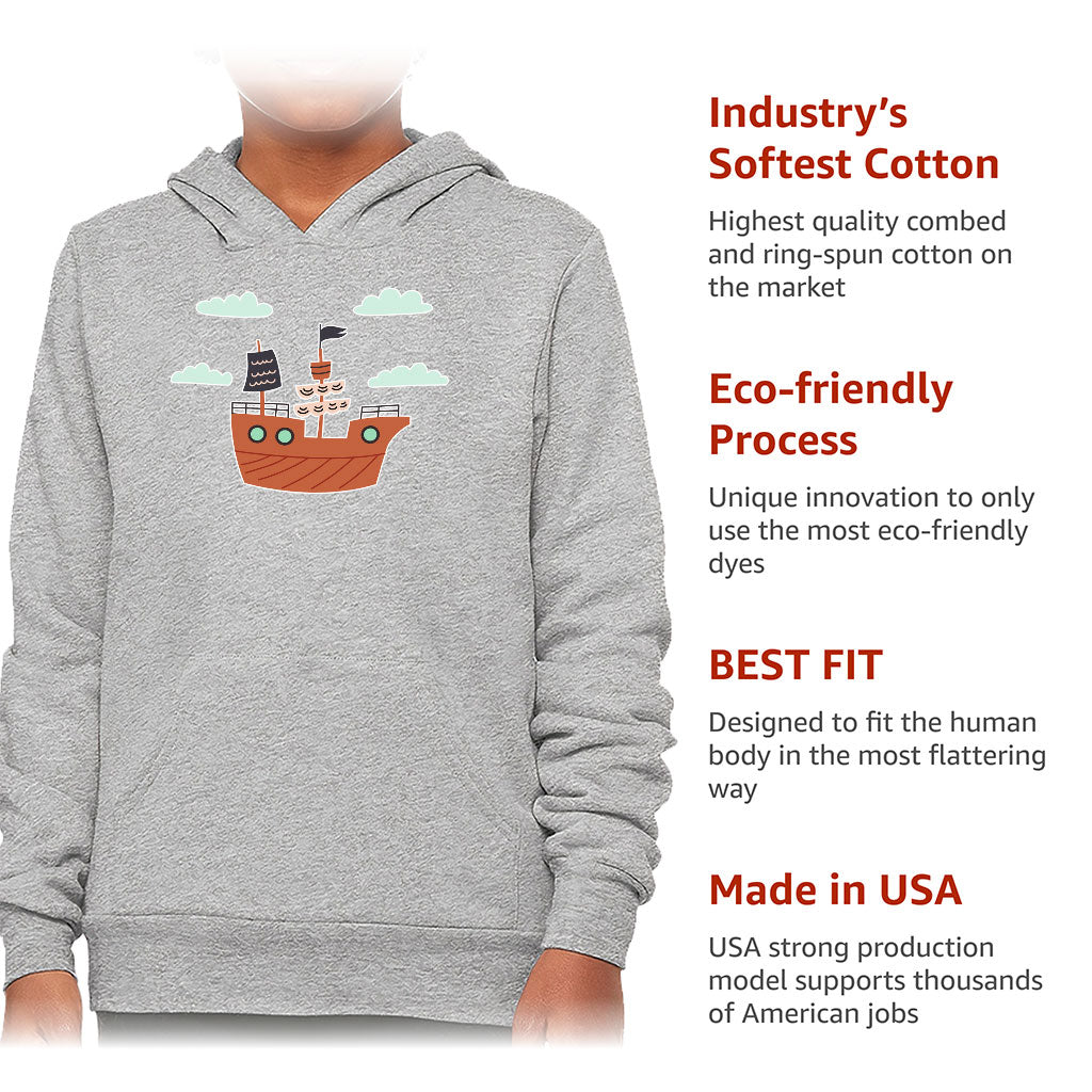 Pirate Ship Kids' Sponge Fleece Hoodie - Themed Kids' Hoodie - Bright Art Hoodie for Kids