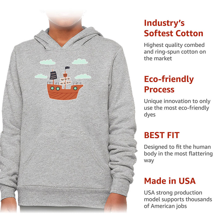 Pirate Ship Kids' Sponge Fleece Hoodie - Themed Kids' Hoodie - Bright Art Hoodie for Kids