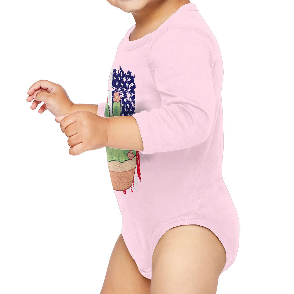 Little Cactus Baby Long Sleeve Onesie - Flag Baby Long Sleeve Bodysuit - Themed Baby One-Piece