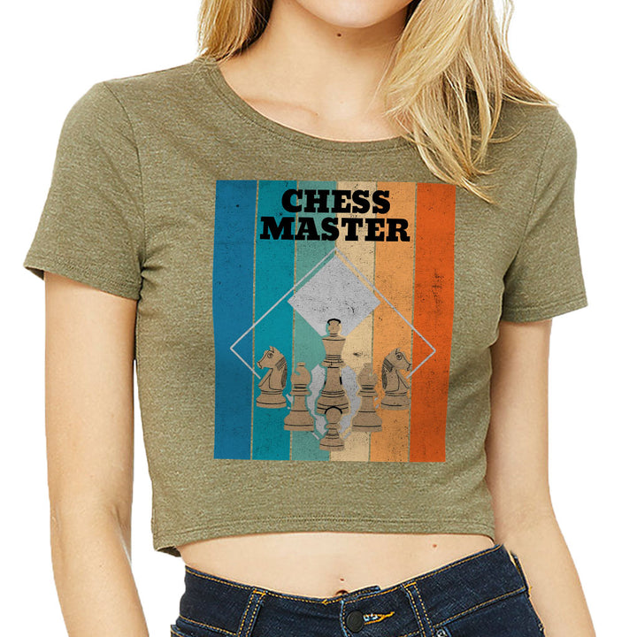 Chess Master Women's Cropped T-Shirt - Board Game Crop Top - Art Cropped Tee
