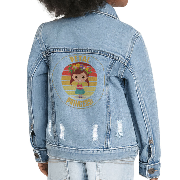Petal Princess Toddler Denim Jacket - Cute Jean Jacket - Graphic Denim Jacket for Kids