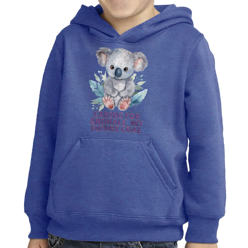 Caring for Animals Toddler Pullover Hoodie - Coala Sponge Fleece Hoodie - Cute Hoodie for Kids