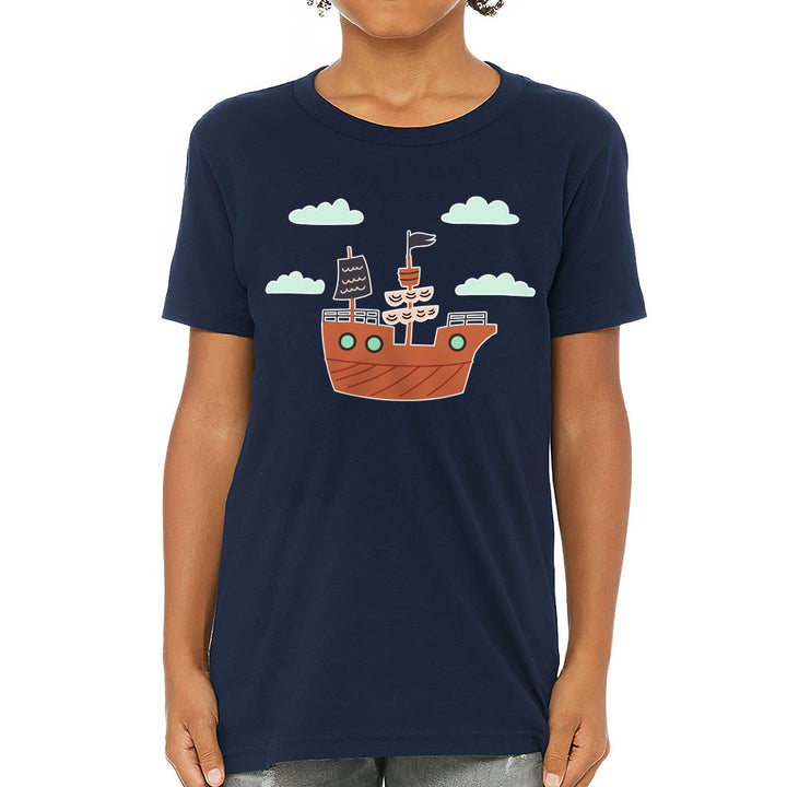 Pirate Ship Kids' T-Shirt - Themed T-Shirt - Bright Art Tee Shirt for Kids