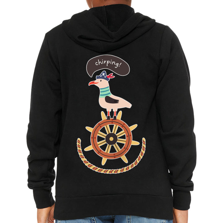 Sea Ship Themed Kids' Full-Zip Hoodie - Bird Hooded Sweatshirt - Printed Kids' Hoodie