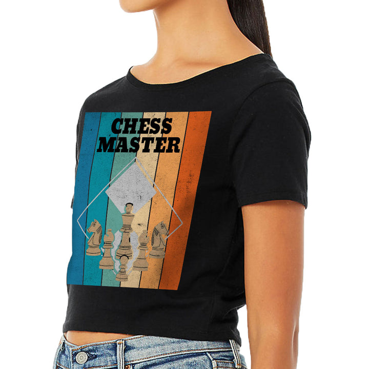 Chess Master Women's Cropped T-Shirt - Board Game Crop Top - Art Cropped Tee