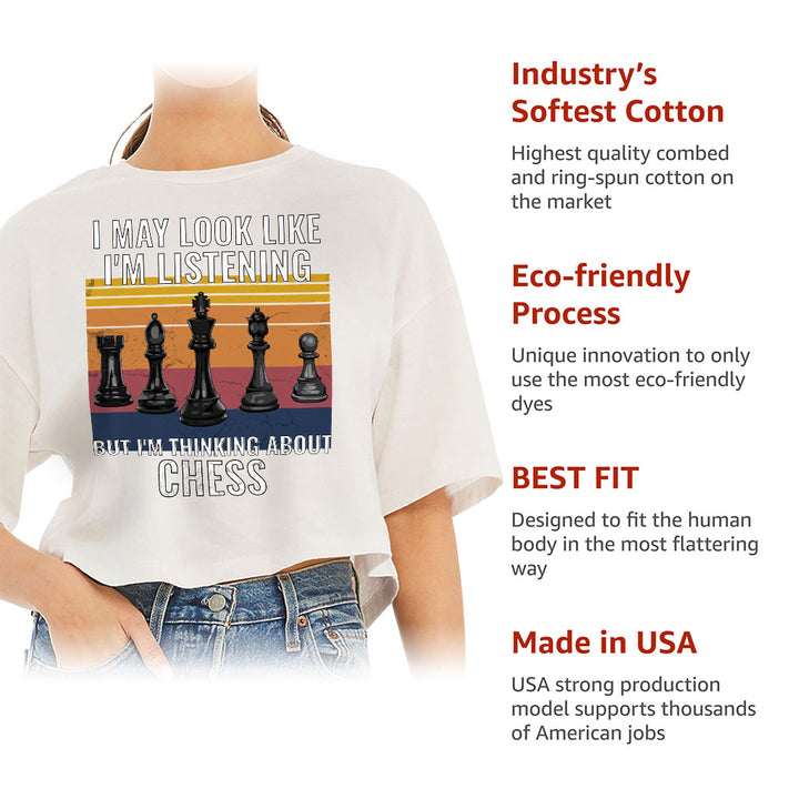 Chess Women's Crop Tee Shirt - Bright Cropped T-Shirt - Colorful Crop Top