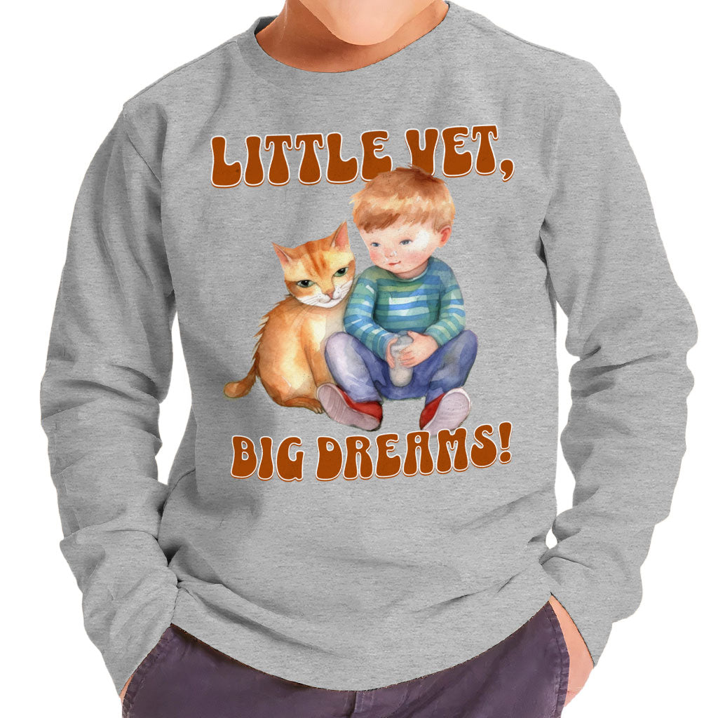 Little Vet Big Dream Toddler Long Sleeve T-Shirt - Cat Kids' T-Shirt - Animal Lover Long Sleeve Tee