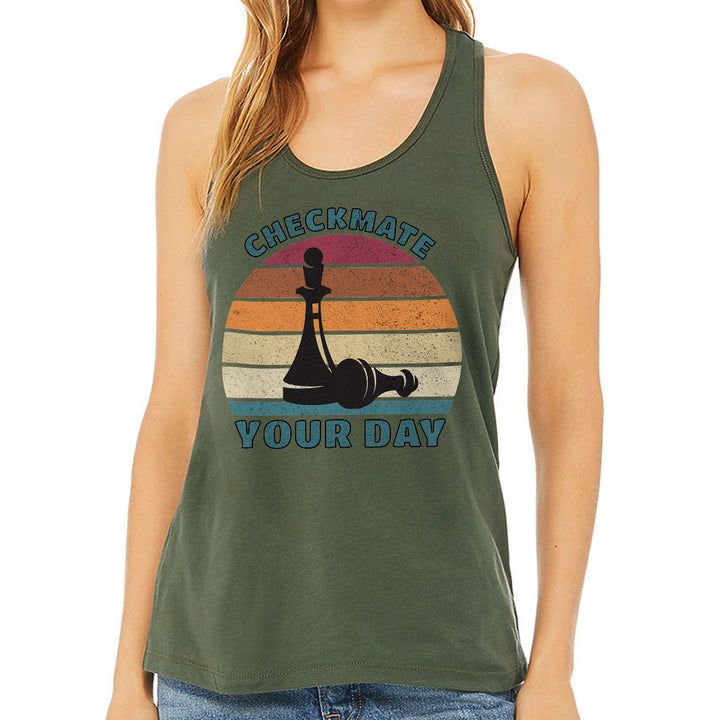 Checkmate Your Day Women's Racerback Tank - Colorful Tank Top - Printed Workout Tank