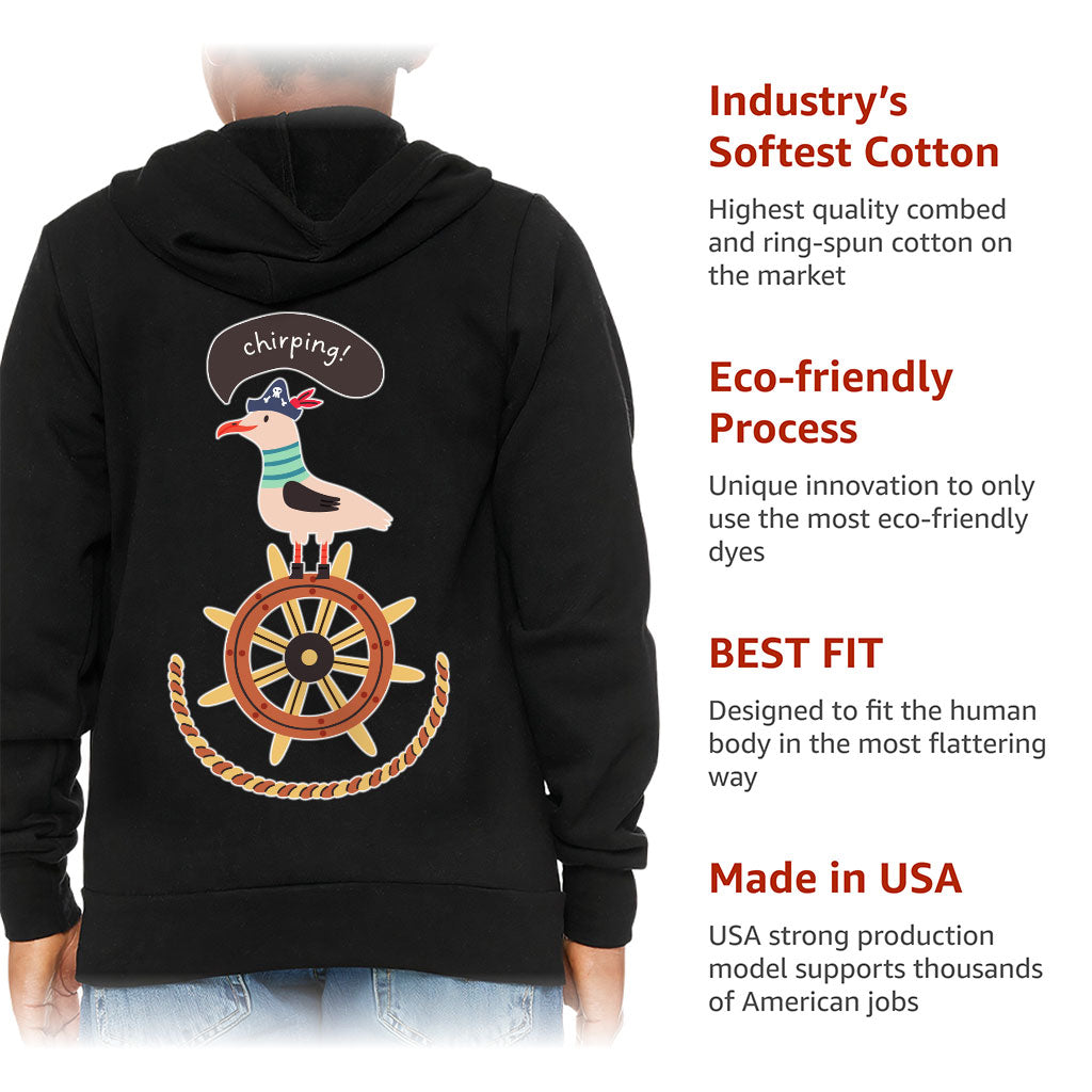 Sea Ship Themed Kids' Full-Zip Hoodie - Bird Hooded Sweatshirt - Printed Kids' Hoodie